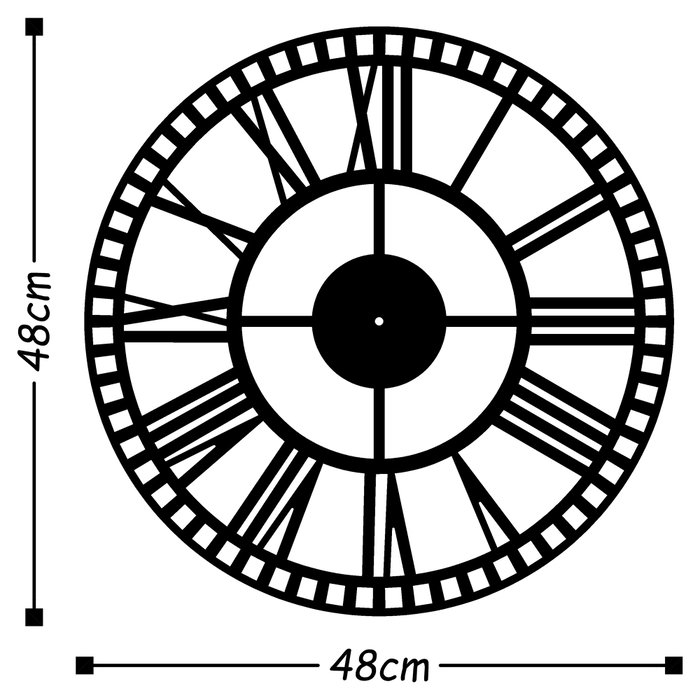 Wallity Reloj de Pared Metal 10 Negro 48x48 cm
